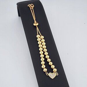 Brand New Brazilian 18k Gold Filled Adjustable Heart Bracelet